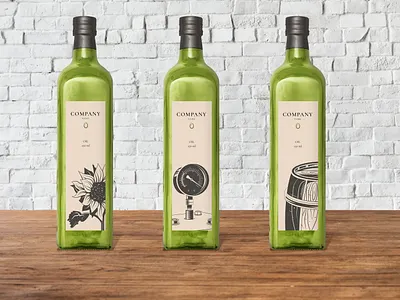 Oil bottles illustration labels product product design shadow vector