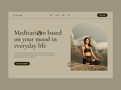 Meditation Landing Page UI branding dailyui design agency figma flat landing page logo minimal typography ui uiux ux web websitedesign