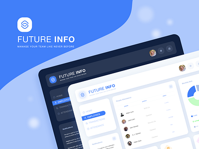 FUTURE INFO - Dashboard ERP app dark ui design erp software hrm logo material design material ui minimal ui ux website