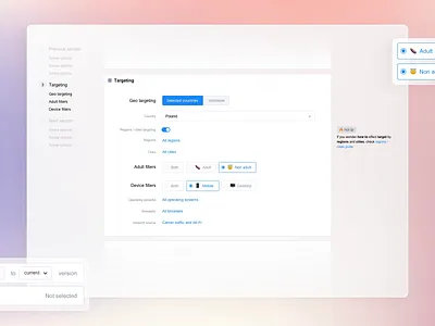 Campaign form section “Targeting" 🎯 abstract analytic campaign form edit mode form panel product product design saas settings target options targeting ui ux