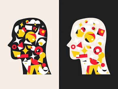 Clear mind branding character character design design face geometry graphic design head illustration logo man minimal people portrait print shapes ui vector woman