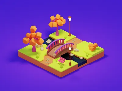 Walk in the park 3d art illustration