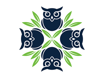 Bush of Owls branding illustration logo owl plant