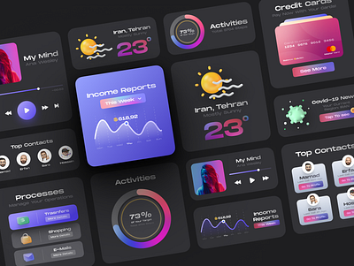 Dark UI Kit Elements dark dark mode dark ui ios iran kit persian persian ui ui ui design uidesign uikit uiux ux uxdesign web design webdesign