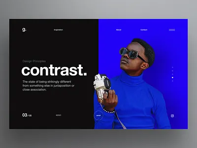 Contrast app design clean constrast dark hero hero banner landing ui ux webdesign website