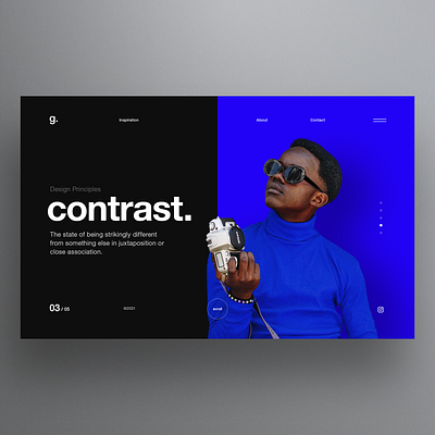 Contrast app design clean constrast dark hero hero banner landing ui ux webdesign website