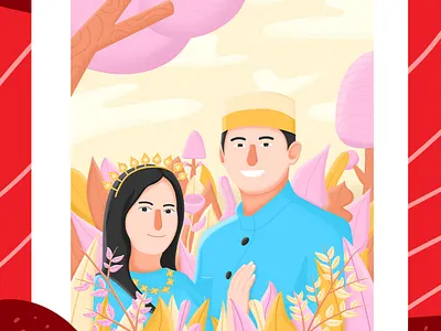 Wedding illustration #1 caricature design gift illustration prawedding wedding