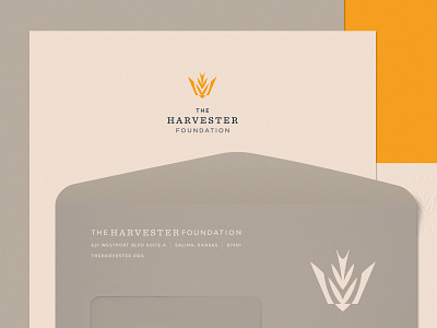 The Harvester Foundation 01 barn swallow brand identity church church planting crown fields foundation gold harvest identity identity system midwest symbol trademark wheat