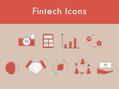 Fintech Icon adobe illustrator adobe photoshop adobe xd finance app fintech fintech app icon icon design icon set iconography icons orange icon photoshop uiux