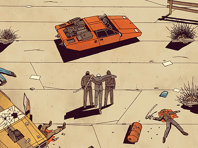 Chase Down action bar blood book car comic death desert future illustration job sand