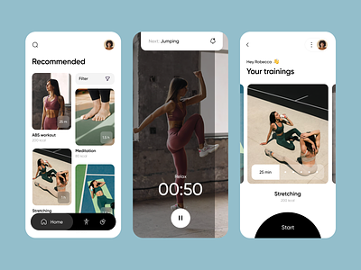 MyFitness - Mobile App Design for Workouts clean fithess app healthy mobile mobile app mobile design online workouts ui ui design ui trends wellness workouts