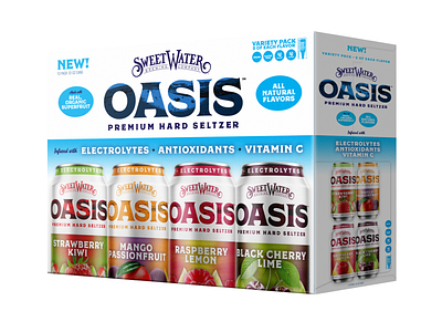 Oasis Premium Hard Seltzer 12 pack alcohol beer packaging beverage beverage packaging can cherry drink mango packaging raspberry seltzer strawberry