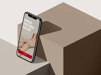 Herbus - Visual 3d buy now clean cosmetics cream design e commerce isometric minimal mobile mockup product page scene shop shopping cart typography ui ux