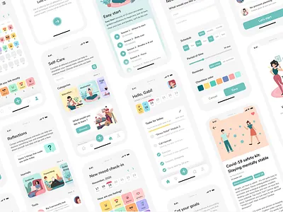"re:mind" - Stress management & mental health iOS application concept design ios app ios app design mental health mental health awareness minimal product design stress management ui ui ux ui design ux ux case study ux design ux research