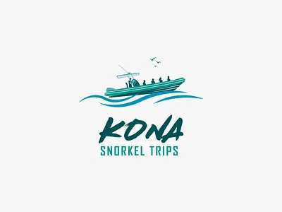 Kona aqua boat boat logo coast dolphin kona logos marine marine logo ocean snorkel snorkeling teal trip trip logo vector art water