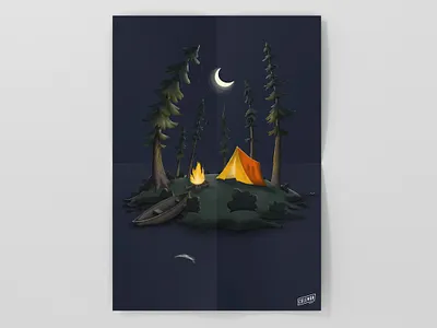 Island Camping illustration poster poster design