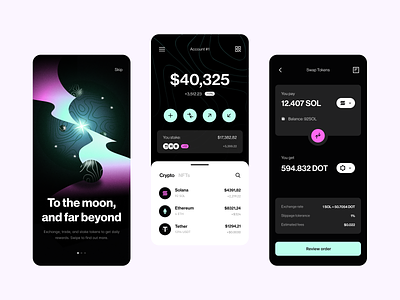 Mobile dApp: Dashboard and Identity pieces app fintech design mobile ui user experience visual identity