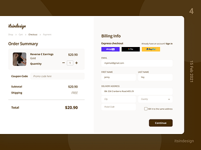 Daily UI 04 - Check out 100dayschallenge 100daysofui checkout ecommerce payment