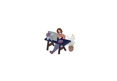 WorkFromHome animation design flat illustration ui web