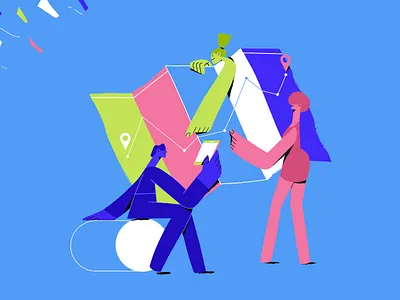 Navigation character design character illustration colourful editorial illustration illustrator map marketing mobile phone navigation ui ux vector illustration