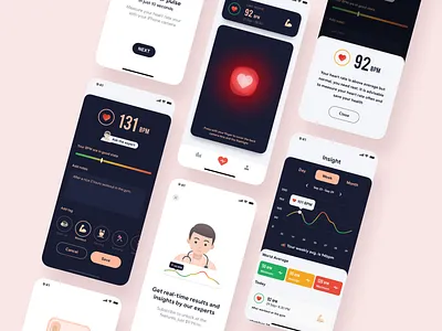 Heart rate monitor app activity app application cardio design doctor health app healthcare heart rate heartbeat ios iphonex product sketch ui ux