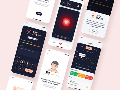 Heart rate monitor app activity app application cardio design doctor health app healthcare heart rate heartbeat ios iphonex product sketch ui ux