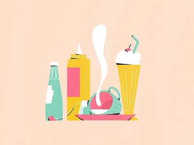 The American Diner adobe illustrator american diner drinks food icon food icons food illustration food industry illustration line art menu illustration restaurant restaurant illustration sweets illustration vector illustration