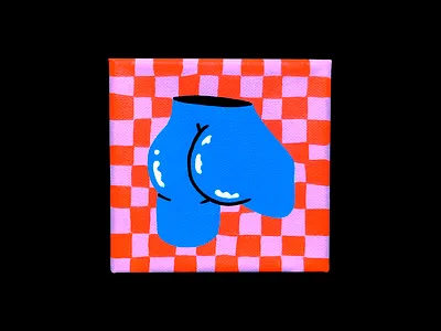 Picnic butt acrylic blue butt checkerboard colorful illustration illustrator paint painting patterns picnic posca