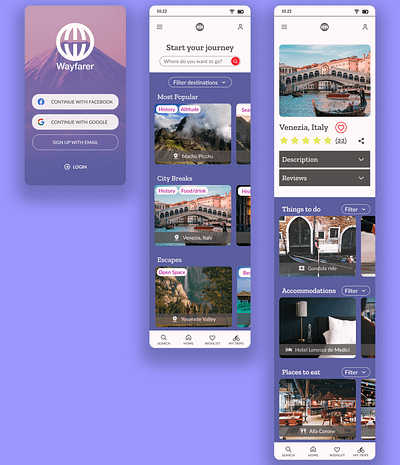 Wayfarer | Travel company | App concept app designlab travel travel app ui userinterfacedesign