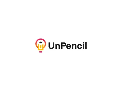 UnPencil 7span bulb color education idea logo minimal pencil school logo