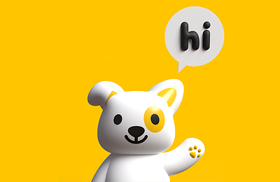 hi 3d character cute design dog fun illustration mascot puppy vector wave yellow