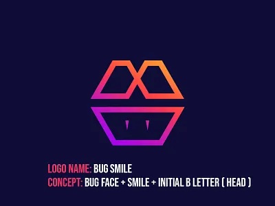 BUG SMILE LOGO branding clean design flat gradient graphic design hexagon hexagon logo icon idendity logo minimal polygon typography ux