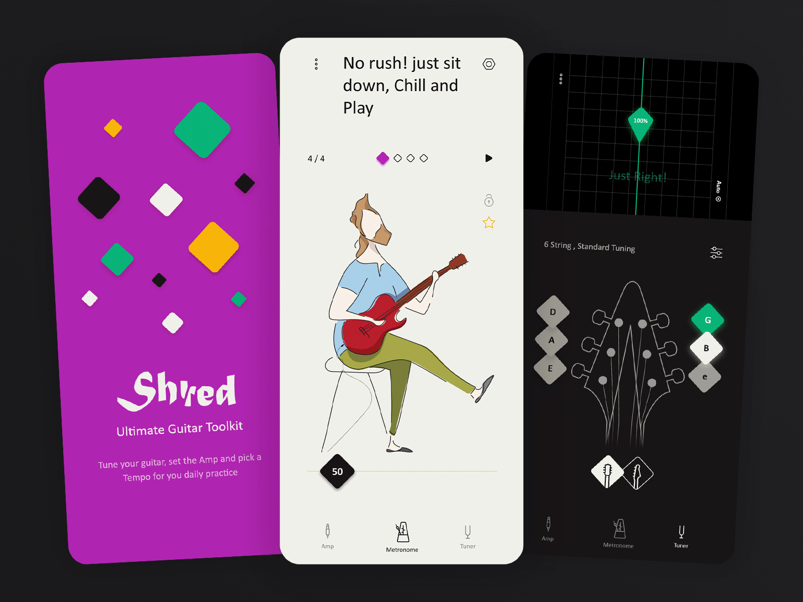 Shred, The ultimate Guitar toolkit design electric guitar guitar mobile music ui