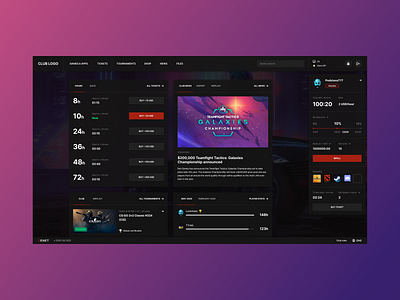 Shell • Gamer interface for esports arenas dashboad dashboard design dashboard ui design gamer interface interface ux