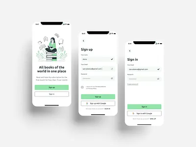 Bookstore app app app design application book app bookstore design figma log in login sign in sign up signin signup ui