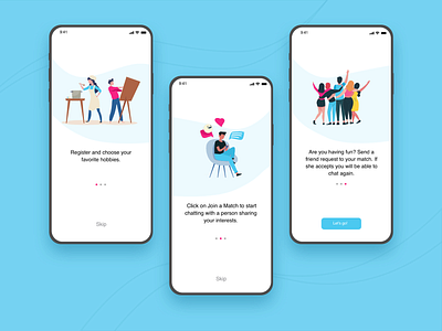 Onboarding App app design chat chat application design flat illustration ios ios app iphone minimal mobile mobile app mobile ui onboarding onboarding screen onboarding ui ui