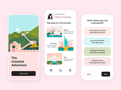 Planning your summer vacation? activity adventure app culture design destination home illustration interface mobile planner profile recommend special start summer travel trip ui ux