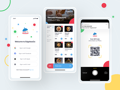 EdgelessGo App part 2 app code design edgelessgo food go info login logotype meal menu order photo qr code restaurant scan sign in signup splashscreen