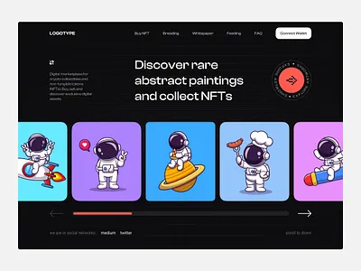 CosmoNFT Very cool headerline two stroke long bitcoin blockchain coin crypto art crypto currency crypto website cryptowallet currency design ethereum finance fintech landing page logo nft trading ui uiux ux wallet