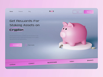 Crypto Staking PIGGY 🐷 3d animation bank branding crypto design motion graphics nft nft collection pigg piggy bank ui ux web