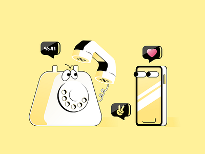 Let's talk?! Blog cover blog cover illustration mobile mobile phone old phone talk telephone receiver yellow