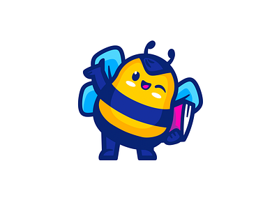 Smart Bee bee book brand branding design fly identity illustration logo logotype smart wings