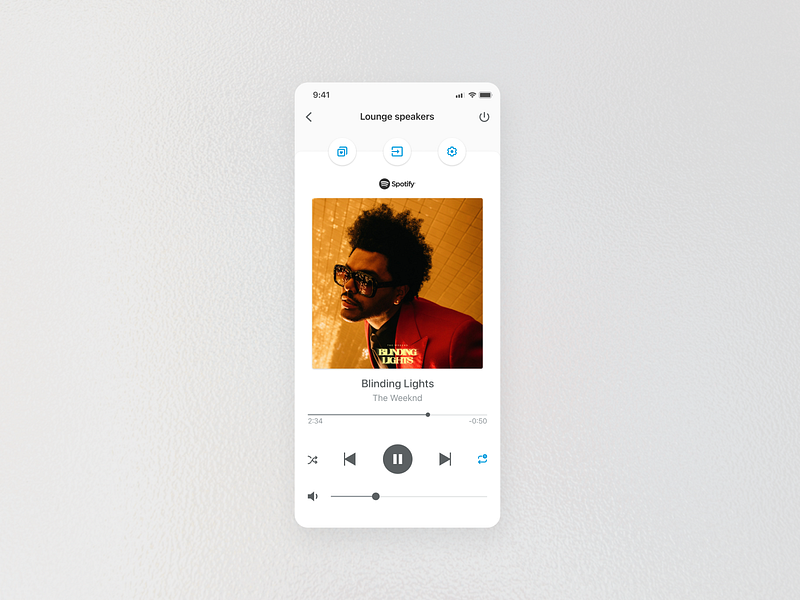 Loudspeaker Music Player and Controls UI clean cloud design iot mobile app music music player radio smart speaker speaker controls spotify ui ux