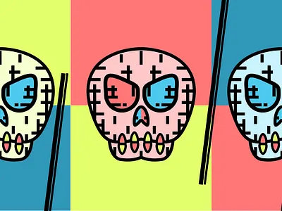 Skulls crosshatch illustration skull symmetry vector vibrant