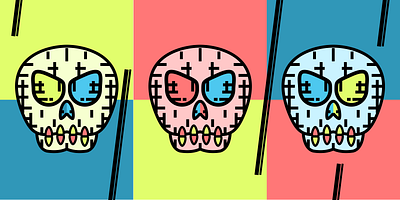 Skulls crosshatch illustration skull symmetry vector vibrant