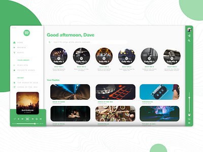 Web Music Player Redesign (Spotify) creative design music redesign spotify ui ui design uidesign uikit