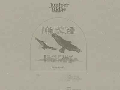 Juniper Ridge Roasters branding coffee design illustration logo nature packaging texture typography