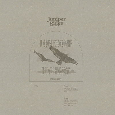 Juniper Ridge Roasters branding coffee design illustration logo nature packaging texture typography