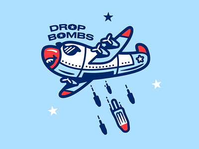 Drop Bombs character design design embroidery illustration plane vector