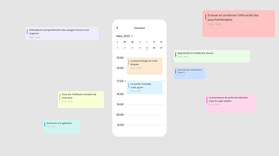 Calendrier d'études app calendar calendrier date design etudes graphic design hour illustration medecine meeting reminder school tag typography ui ux